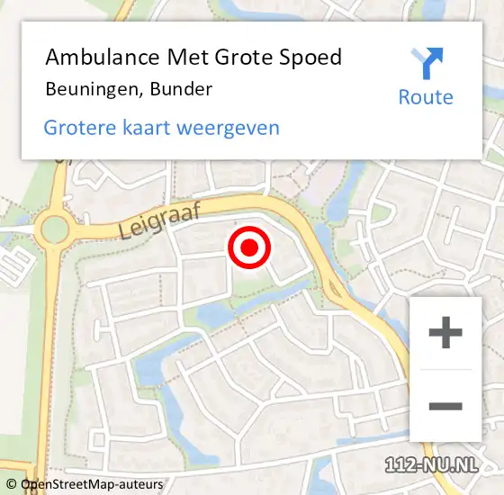 Locatie op kaart van de 112 melding: Ambulance Met Grote Spoed Naar Beuningen, Bunder op 30 mei 2018 22:02