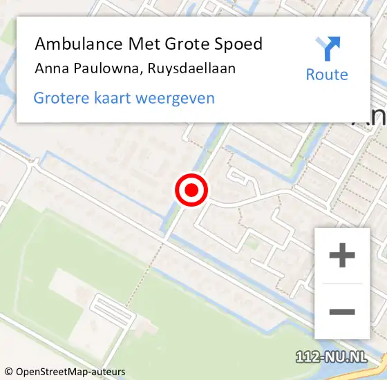 Locatie op kaart van de 112 melding: Ambulance Met Grote Spoed Naar Anna Paulowna, Ruysdaellaan op 30 mei 2018 22:14