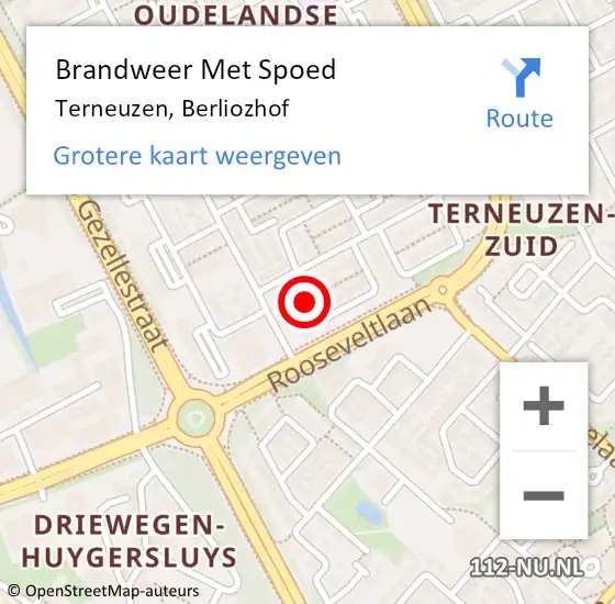 Locatie op kaart van de 112 melding: Brandweer Met Spoed Naar Terneuzen, Berliozhof op 30 mei 2018 23:56