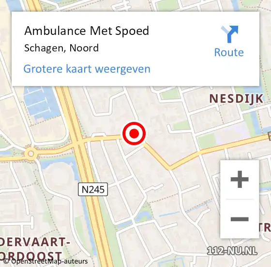 Locatie op kaart van de 112 melding: Ambulance Met Spoed Naar Schagen, Noord op 31 mei 2018 01:16