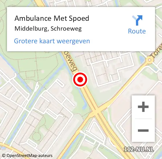 Locatie op kaart van de 112 melding: Ambulance Met Spoed Naar Middelburg, Schroeweg op 31 mei 2018 01:33
