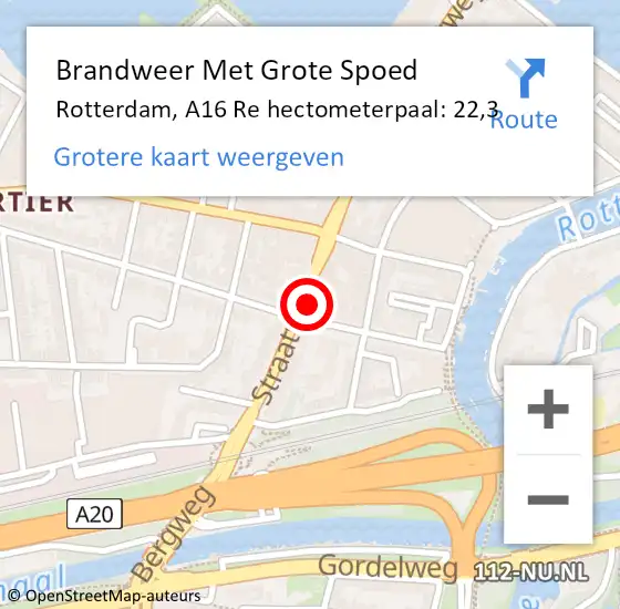 Locatie op kaart van de 112 melding: Brandweer Met Grote Spoed Naar Rotterdam, A20 Re hectometerpaal: 33,5 op 31 mei 2018 08:33