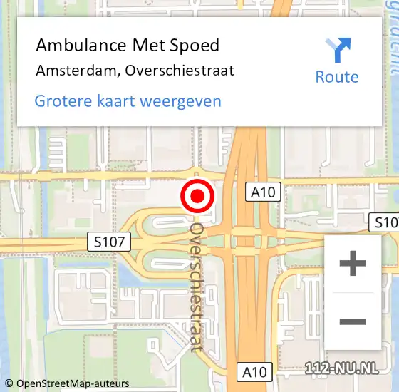 Locatie op kaart van de 112 melding: Ambulance Met Spoed Naar Amsterdam, Overschiestraat op 31 mei 2018 10:26