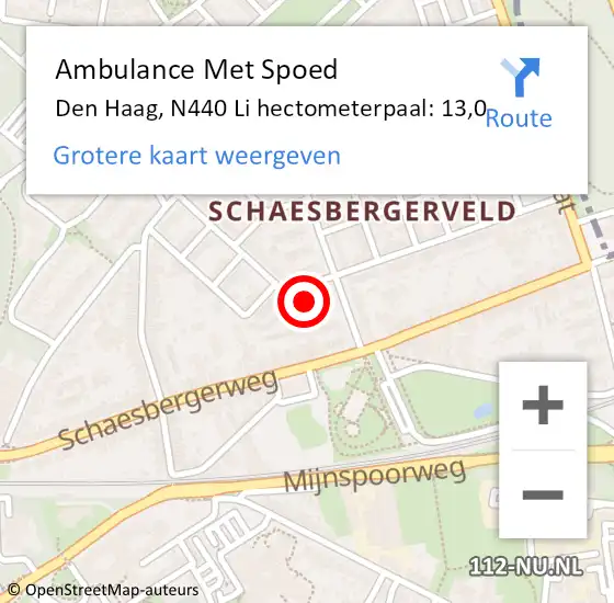 Locatie op kaart van de 112 melding: Ambulance Met Spoed Naar Den Haag, N440 Li hectometerpaal: 13,0 op 31 mei 2018 11:12