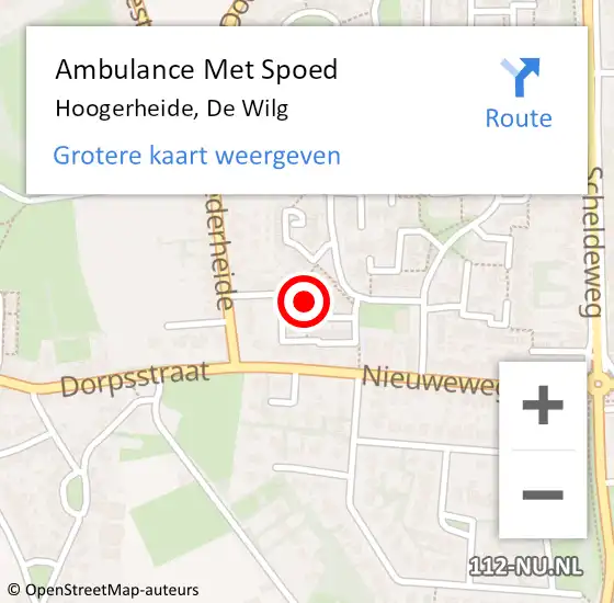 Locatie op kaart van de 112 melding: Ambulance Met Spoed Naar Hoogerheide, De Wilg op 31 mei 2018 11:29