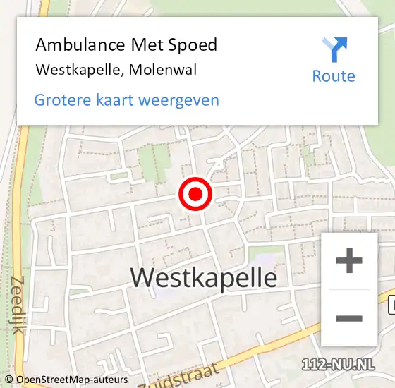 Locatie op kaart van de 112 melding: Ambulance Met Spoed Naar Westkapelle, Molenwal op 31 mei 2018 13:24