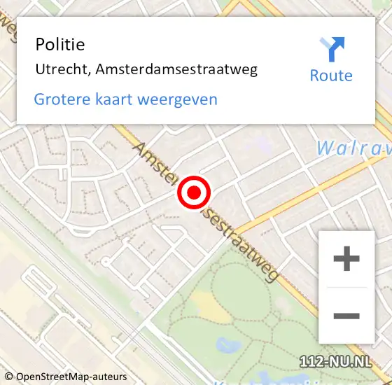 Locatie op kaart van de 112 melding: Politie Utrecht, Amsterdamsestraatweg op 31 mei 2018 14:20