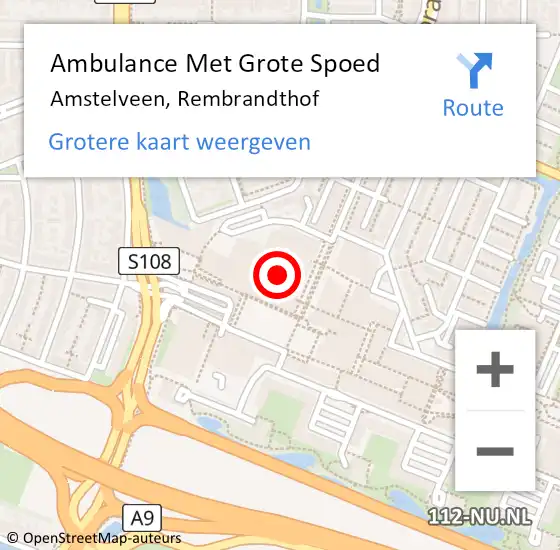 Locatie op kaart van de 112 melding: Ambulance Met Grote Spoed Naar Amstelveen, Rembrandthof op 31 mei 2018 14:30