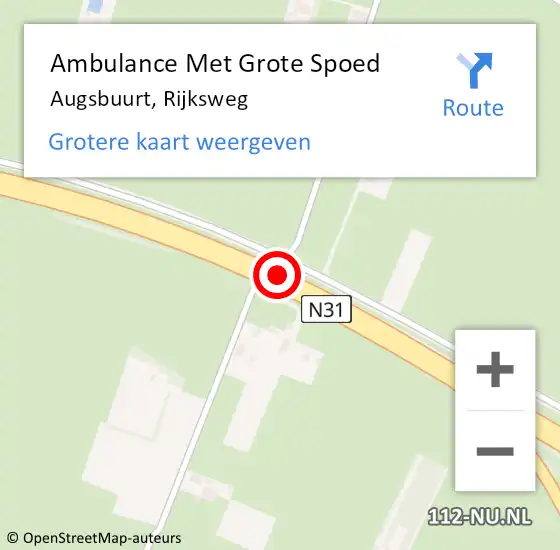 Locatie op kaart van de 112 melding: Ambulance Met Grote Spoed Naar Augsbuurt, Rijksweg op 31 mei 2018 14:46