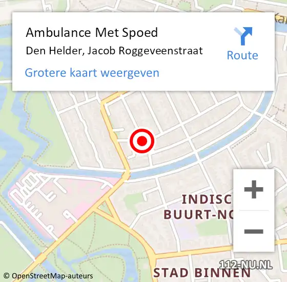 Locatie op kaart van de 112 melding: Ambulance Met Spoed Naar Den Helder, Jacob Roggeveenstraat op 31 mei 2018 15:36