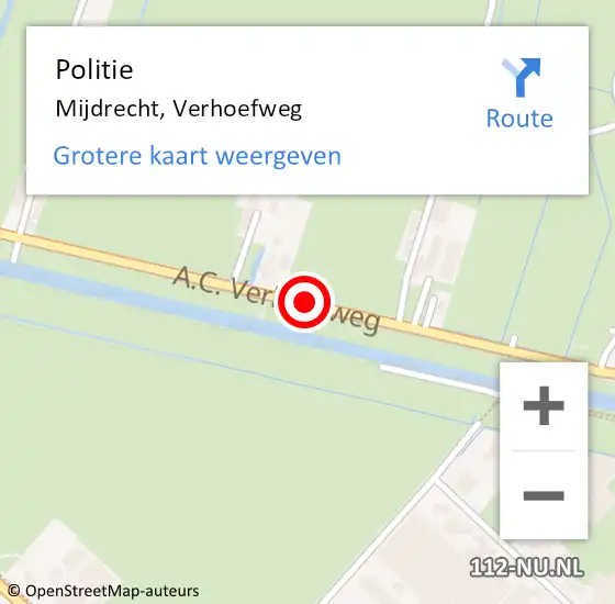 Locatie op kaart van de 112 melding: Politie Mijdrecht, Verhoefweg op 31 mei 2018 16:42