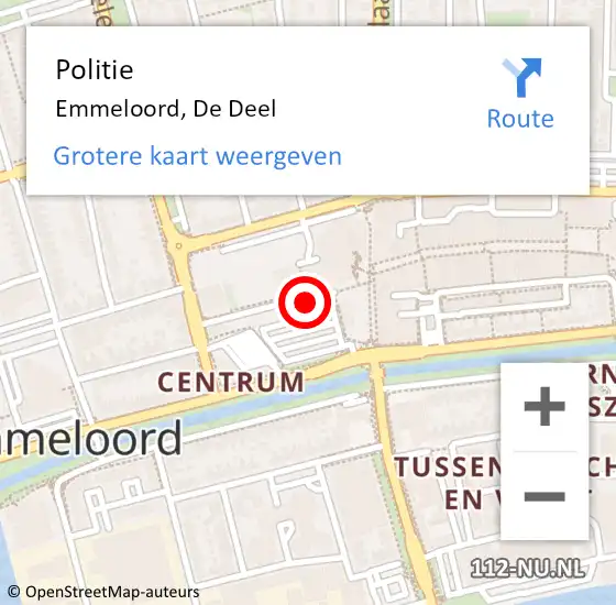 Locatie op kaart van de 112 melding: Politie Emmeloord, De Deel op 31 mei 2018 16:42