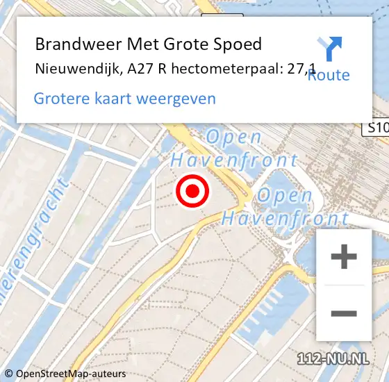 Locatie op kaart van de 112 melding: Brandweer Met Grote Spoed Naar Nieuwendijk, A27 R hectometerpaal: 27,1 op 31 mei 2018 17:44