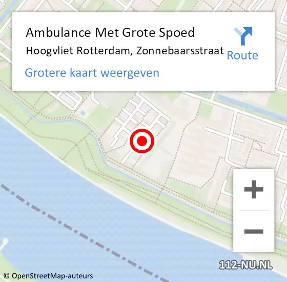 Locatie op kaart van de 112 melding: Ambulance Met Grote Spoed Naar Hoogvliet, Zonnebaarsstraat op 31 mei 2018 19:44