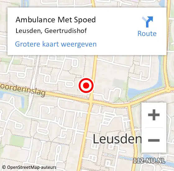 Locatie op kaart van de 112 melding: Ambulance Met Spoed Naar Leusden, Geertrudishof op 31 mei 2018 19:46