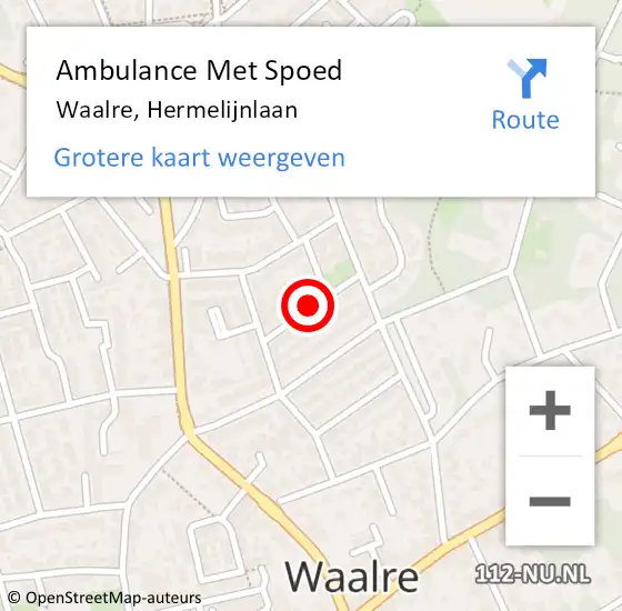 Locatie op kaart van de 112 melding: Ambulance Met Spoed Naar Waalre, Hermelijnlaan op 31 mei 2018 21:04
