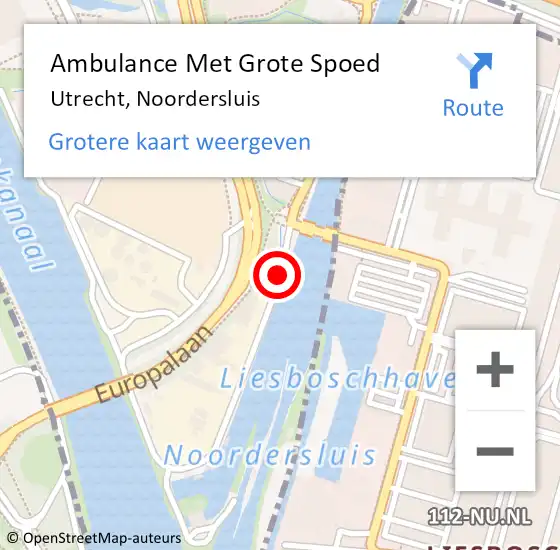 Locatie op kaart van de 112 melding: Ambulance Met Grote Spoed Naar Utrecht, Noordersluis op 31 mei 2018 23:19