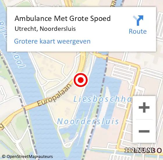 Locatie op kaart van de 112 melding: Ambulance Met Grote Spoed Naar Utrecht, Noordersluis op 31 mei 2018 23:22