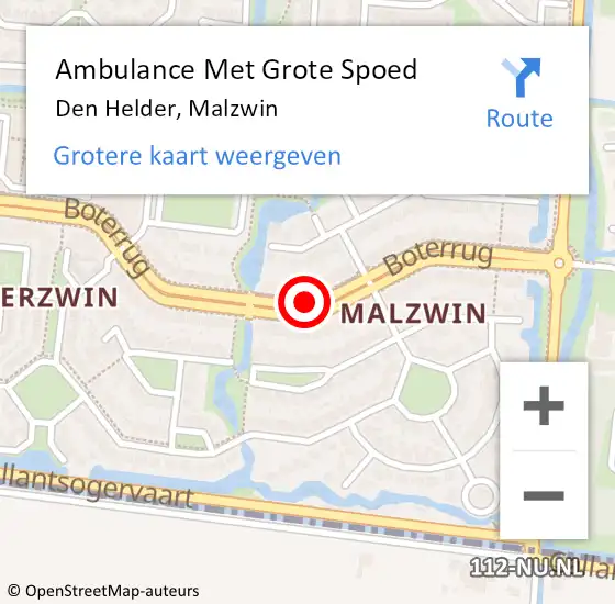 Locatie op kaart van de 112 melding: Ambulance Met Grote Spoed Naar Den Helder, Malzwin op 31 mei 2018 23:25