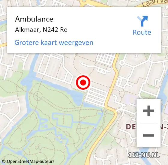 Locatie op kaart van de 112 melding: Ambulance Alkmaar, N242 Re op 1 juni 2018 01:33