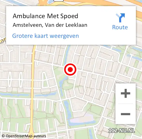 Locatie op kaart van de 112 melding: Ambulance Met Spoed Naar Amstelveen, Haagkerslaan op 1 juni 2018 01:51