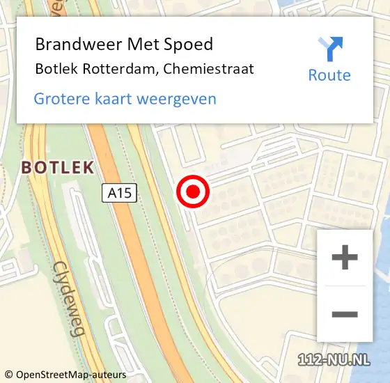 Locatie op kaart van de 112 melding: Brandweer Met Spoed Naar Botlek Rotterdam, Chemiestraat op 1 juni 2018 04:48