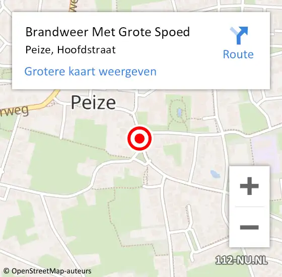 Locatie op kaart van de 112 melding: Brandweer Met Grote Spoed Naar Peize, Hoofdstraat op 1 juni 2018 07:00