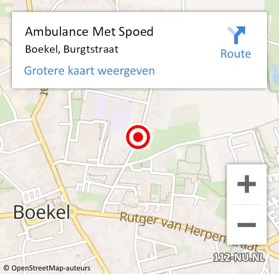 Locatie op kaart van de 112 melding: Ambulance Met Spoed Naar Boekel, Burgtstraat op 1 juni 2018 11:19