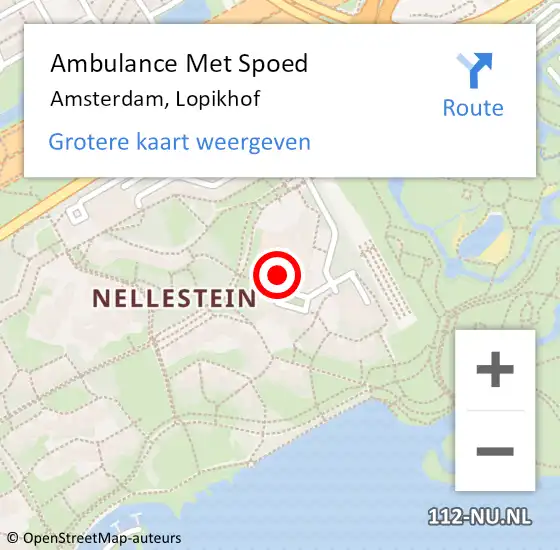 Locatie op kaart van de 112 melding: Ambulance Met Spoed Naar Amsterdam, Lopikhof op 1 juni 2018 17:08