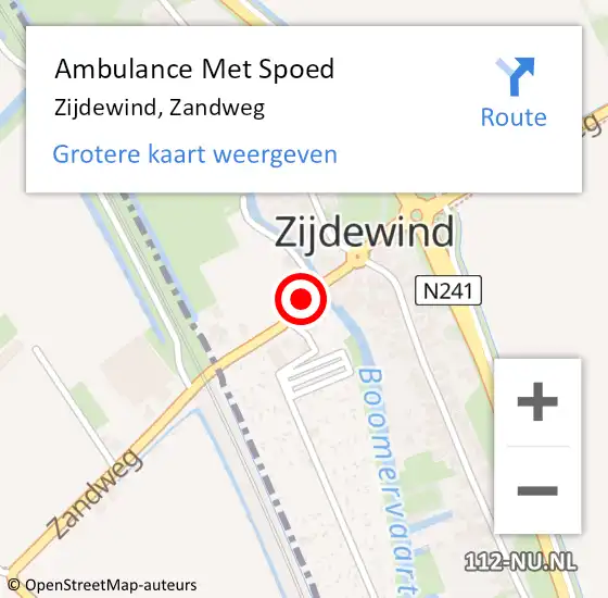 Locatie op kaart van de 112 melding: Ambulance Met Spoed Naar Zijdewind, Zandweg op 1 juni 2018 18:10