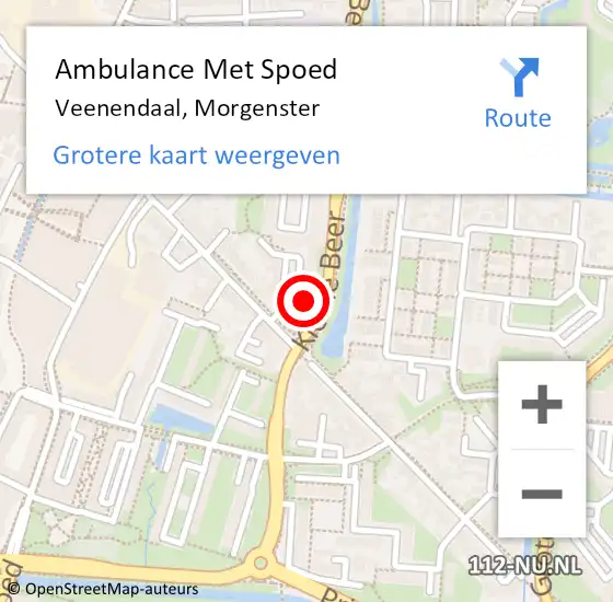 Locatie op kaart van de 112 melding: Ambulance Met Spoed Naar Veenendaal, Morgenster op 1 juni 2018 22:58