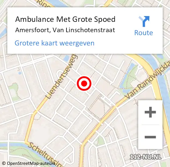 Locatie op kaart van de 112 melding: Ambulance Met Grote Spoed Naar Amersfoort, Van Linschotenstraat op 1 juni 2018 23:03
