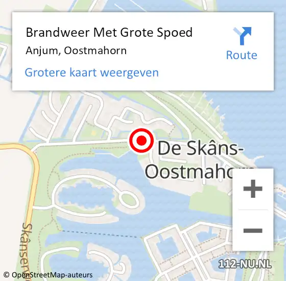 Locatie op kaart van de 112 melding: Brandweer Met Grote Spoed Naar Anjum, Oostmahorn op 2 juni 2018 02:37
