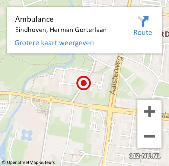 Locatie op kaart van de 112 melding: Ambulance Eindhoven, Herman Gorterlaan op 2 juni 2018 08:57