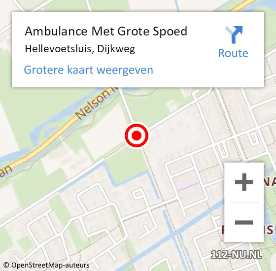 Locatie op kaart van de 112 melding: Ambulance Met Grote Spoed Naar Hellevoetsluis, Dijkweg op 2 juni 2018 09:54