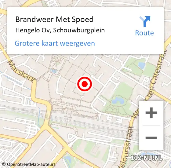 Locatie op kaart van de 112 melding: Brandweer Met Spoed Naar Hengelo Ov, Schouwburgplein op 2 juni 2018 10:41
