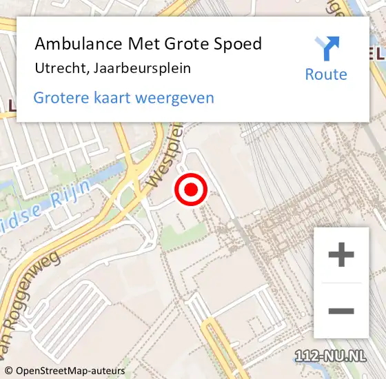 Locatie op kaart van de 112 melding: Ambulance Met Grote Spoed Naar Utrecht, Jaarbeursplein op 2 juni 2018 14:48