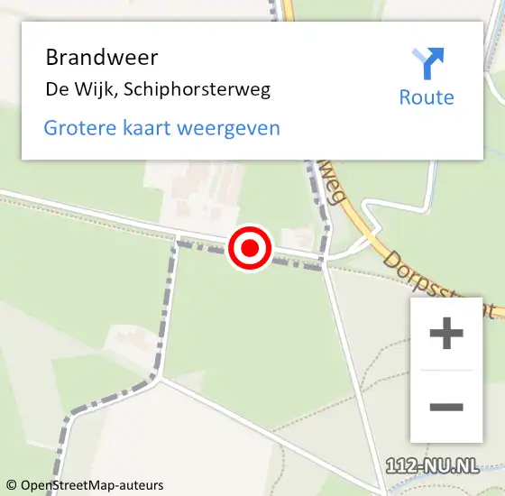 Locatie op kaart van de 112 melding: Brandweer De Wijk, Schiphorsterweg op 2 juni 2018 16:21