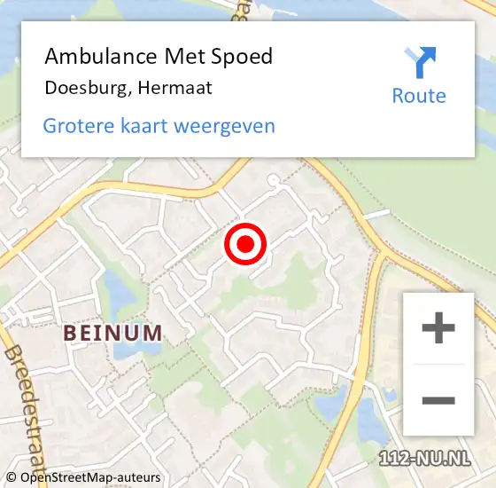 Locatie op kaart van de 112 melding: Ambulance Met Spoed Naar Doesburg, Hermaat op 2 juni 2018 16:58
