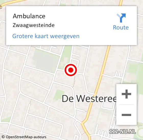 Locatie op kaart van de 112 melding: Ambulance Zwaagwesteinde op 2 juni 2018 17:40