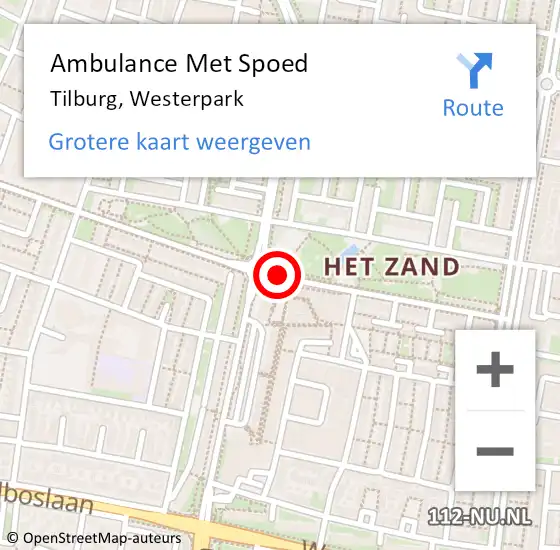 Locatie op kaart van de 112 melding: Ambulance Met Spoed Naar Tilburg, Westerpark op 2 juni 2018 20:32