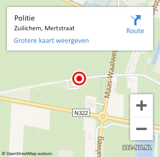 Locatie op kaart van de 112 melding: Politie Zuilichem, Mertstraat op 2 juni 2018 21:02