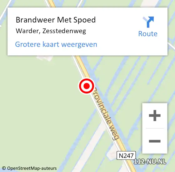 Locatie op kaart van de 112 melding: Brandweer Met Spoed Naar Warder, Zesstedenweg op 26 februari 2014 14:29
