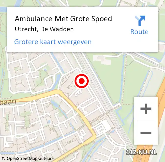 Locatie op kaart van de 112 melding: Ambulance Met Grote Spoed Naar Utrecht, De Wadden op 2 juni 2018 22:08