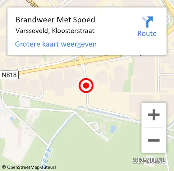 Locatie op kaart van de 112 melding: Brandweer Met Spoed Naar Varsseveld, Kloosterstraat op 2 juni 2018 23:15
