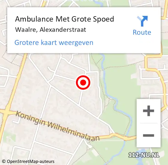 Locatie op kaart van de 112 melding: Ambulance Met Grote Spoed Naar Waalre, Alexanderstraat op 3 juni 2018 07:58