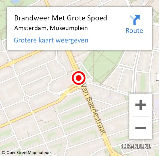Locatie op kaart van de 112 melding: Brandweer Met Grote Spoed Naar Amsterdam, Museumplein op 3 juni 2018 11:23