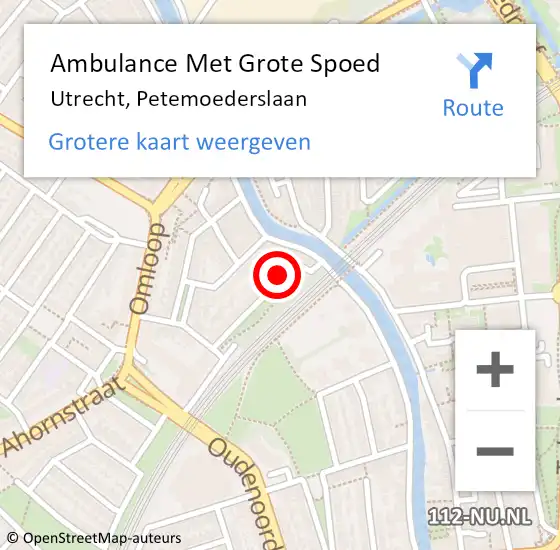 Locatie op kaart van de 112 melding: Ambulance Met Grote Spoed Naar Utrecht, Petemoederslaan op 3 juni 2018 11:29
