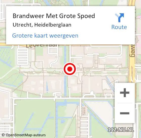 Locatie op kaart van de 112 melding: Brandweer Met Grote Spoed Naar Utrecht, Heidelberglaan op 3 juni 2018 12:07