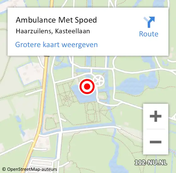 Locatie op kaart van de 112 melding: Ambulance Met Spoed Naar Haarzuilens, Kasteellaan op 3 juni 2018 17:48